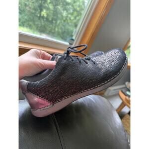 Alegria Essence 41 Pewter Finery Metallic Leather Lace Up Shoes 39 US 8.5 EUC
